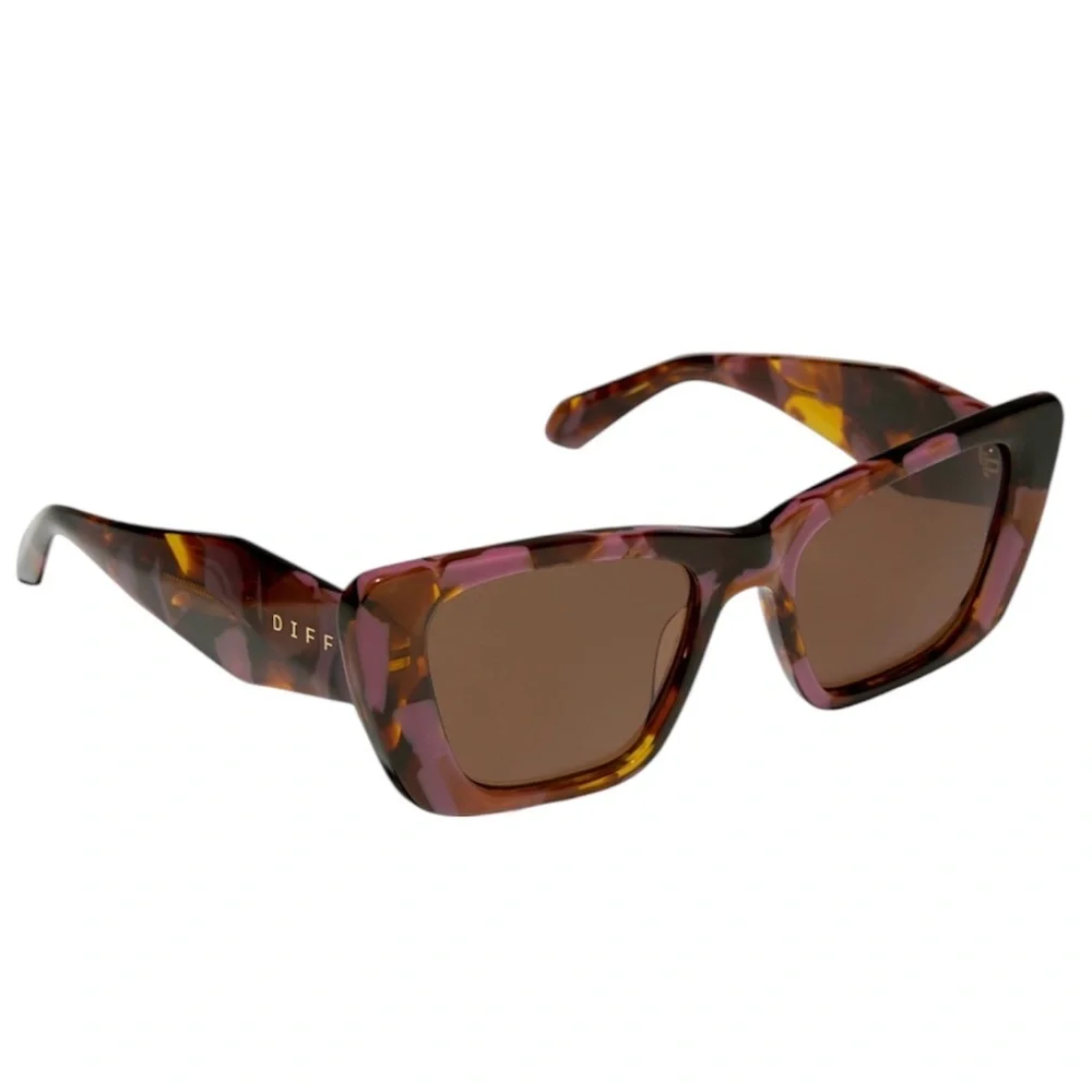 DIFF Aura Polarized Sunglasses Torino Pink Tortoise Frame Brown Lens NWT